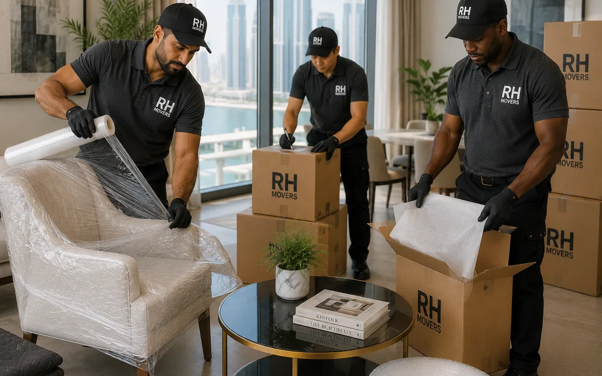 RH Movers team packing furniture inside an apartment